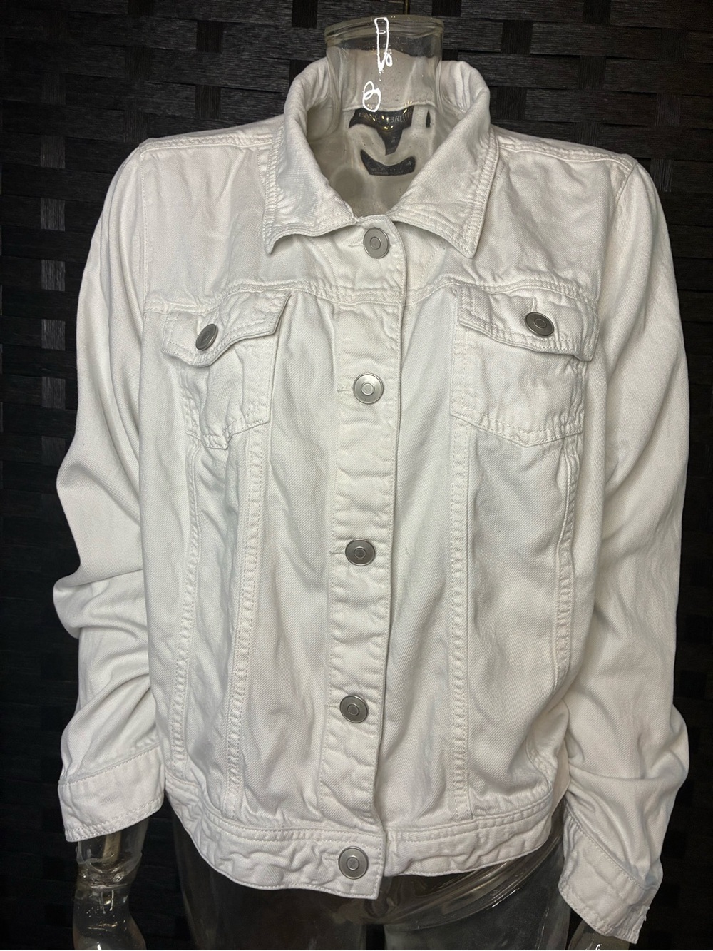 Lane Bryant White Denim Jacket with Button-Front